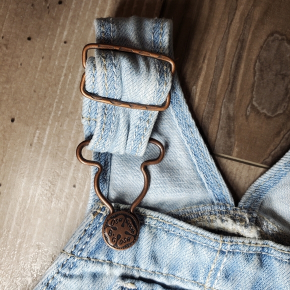 OshKosh B'gosh Denim Overall Dress with Cream and Gold Polka Dot Tutu Skirt 6m - Picture 4 of 16